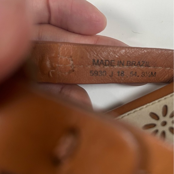 Tory Burch brown leather scalloped miller sandals - Picture 5 of 8